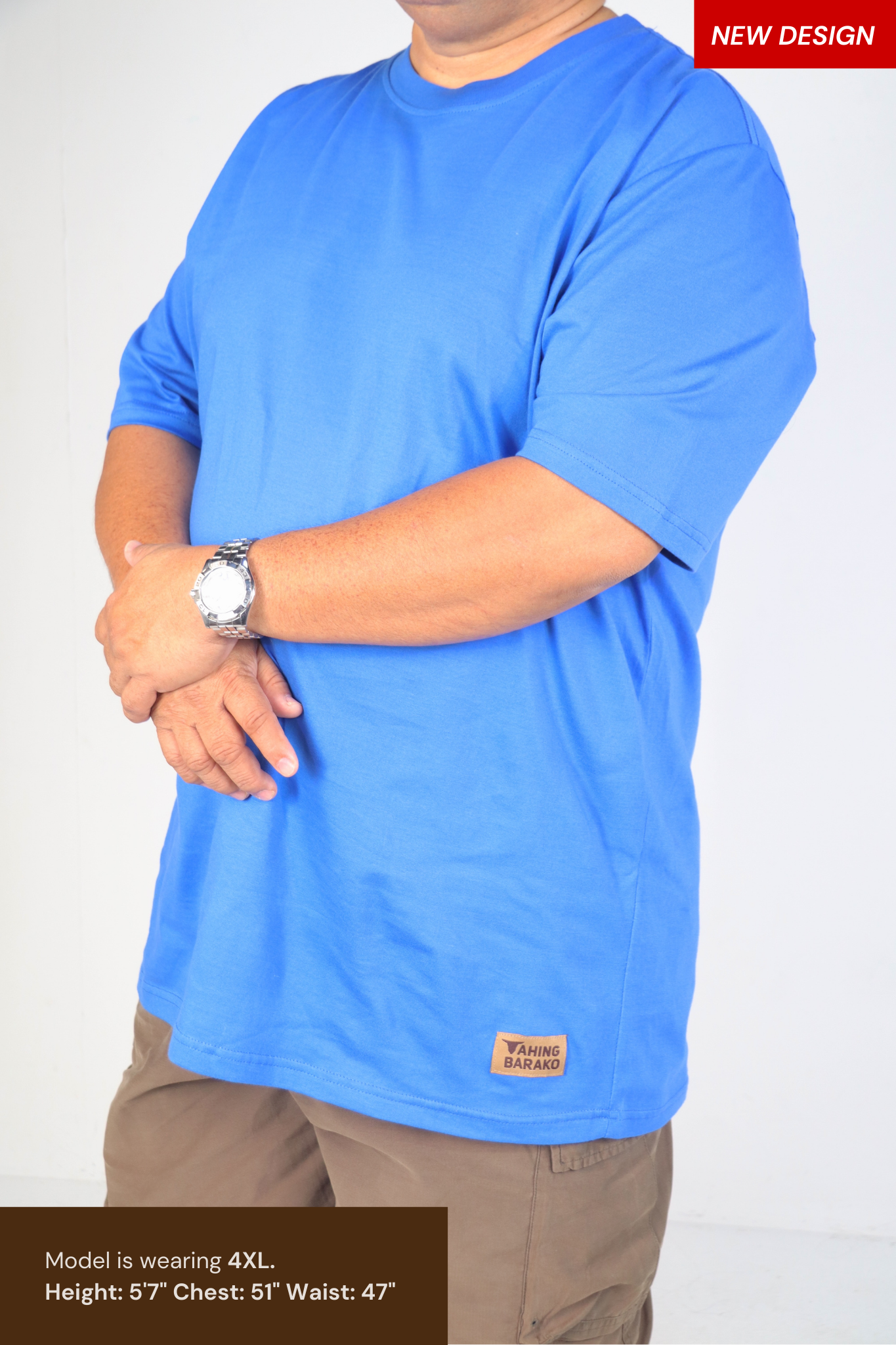 Classic Crew Neck Shirt for Plus-Size Men | 100% Premium Cotton - Tahing Barako