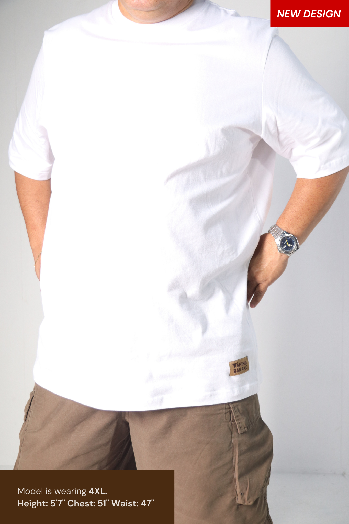 Classic Crew Neck Shirt for Plus-Size Men | 100% Premium Cotton - Tahing Barako