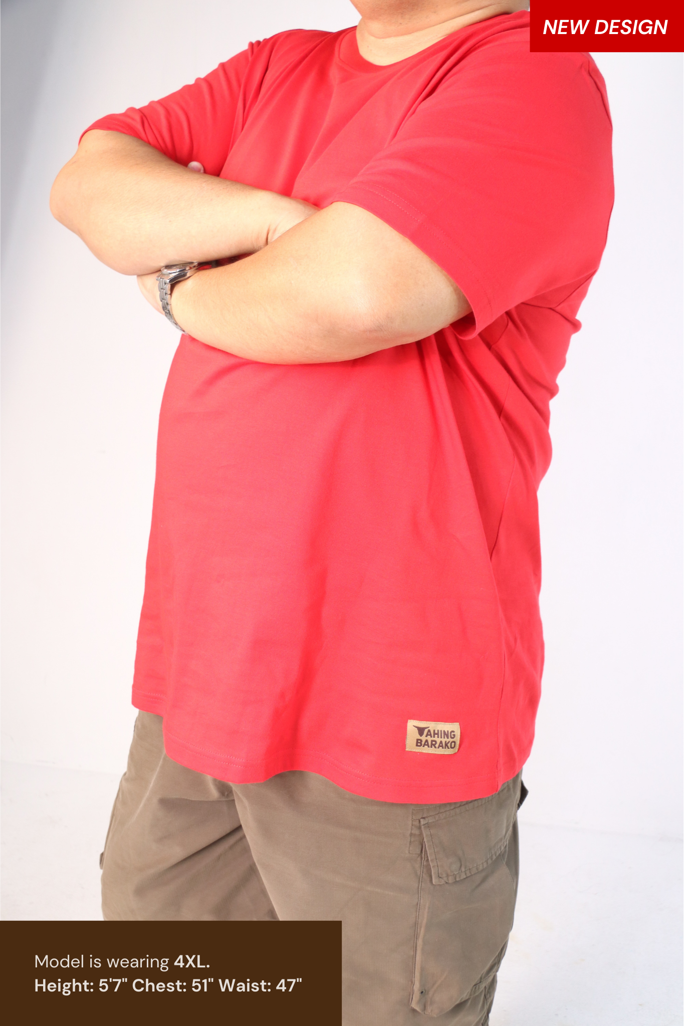 Classic Crew Neck Shirt for Plus-Size Men | 100% Premium Cotton - Tahing Barako